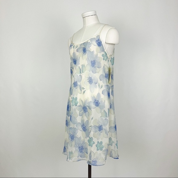 Vintage 90’s Lord & Taylor Sheer Botanical Chemise Slip Dress | Size S - Picture 4 of 10